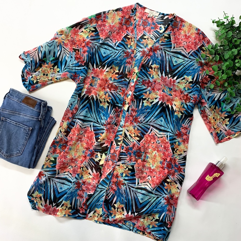 Iris Los Angeles Sheer Floral Kimono Cardigan Cover Up